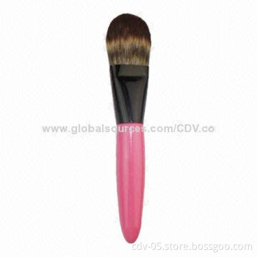 Foundation makeup brush with double color synthetic hair and wooden handle